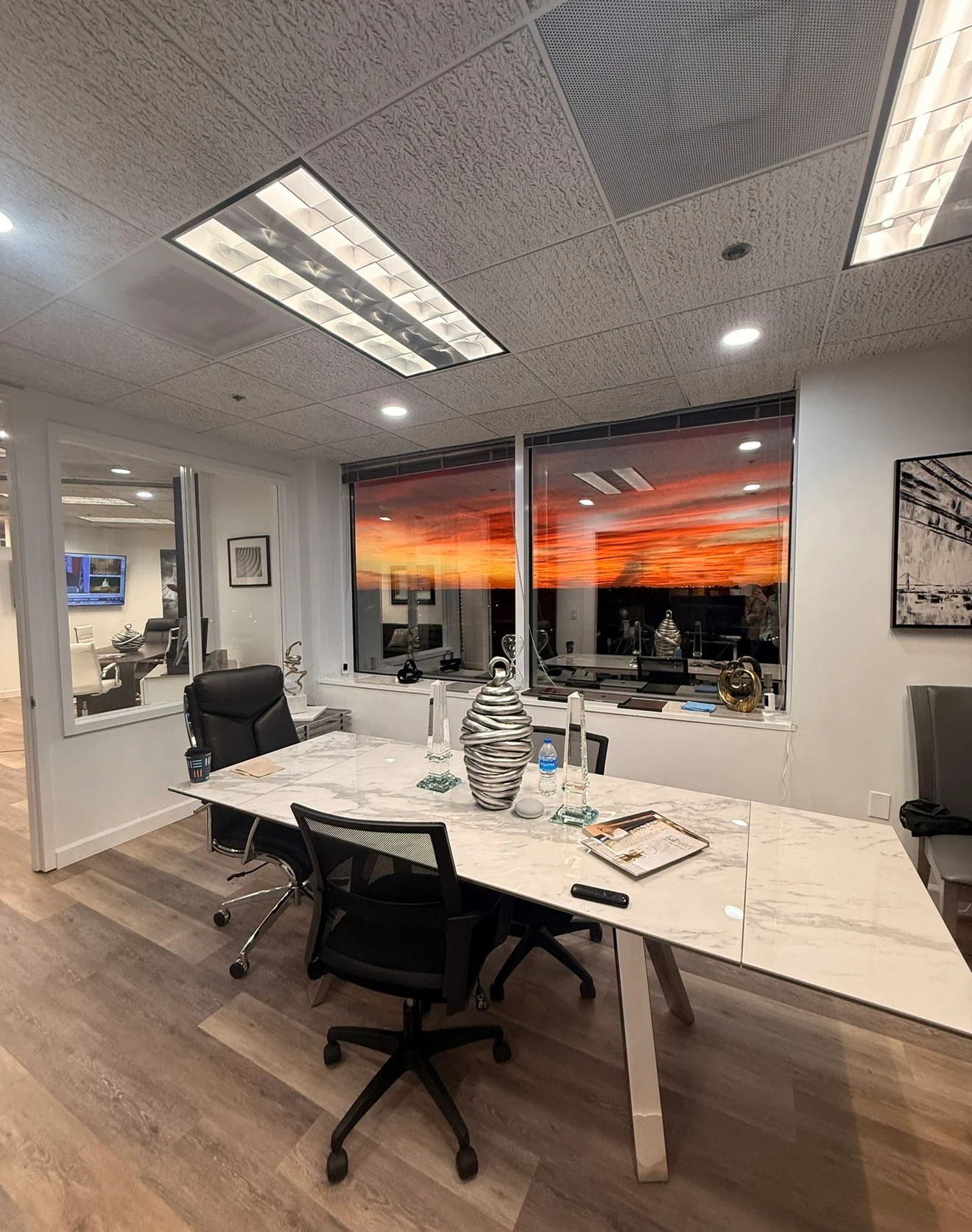 ZenTek Homes conference room overlooking a Southwest Florida sunset