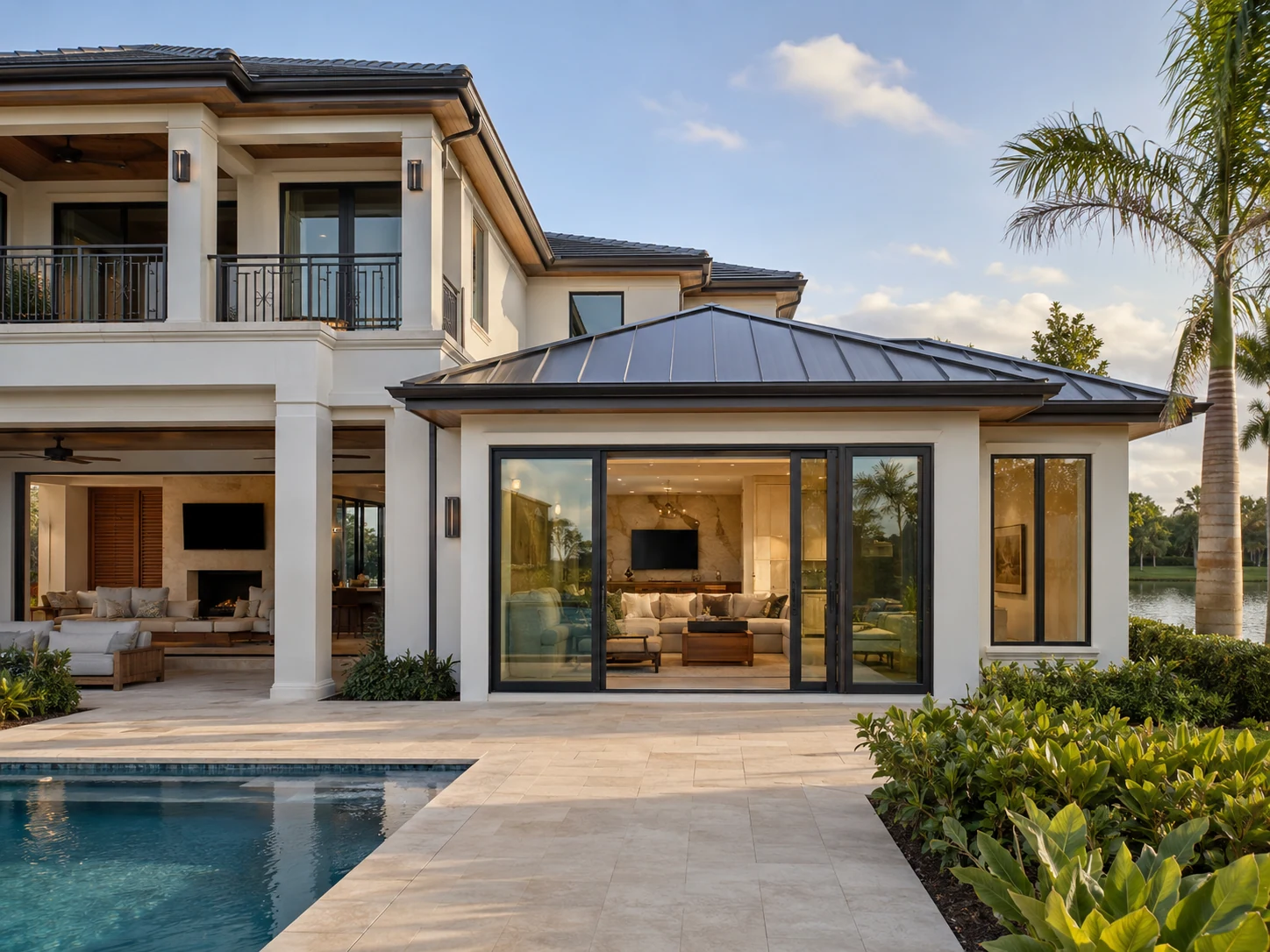 High-end Southwest Florida home addition connecting poolside living to the original architecture