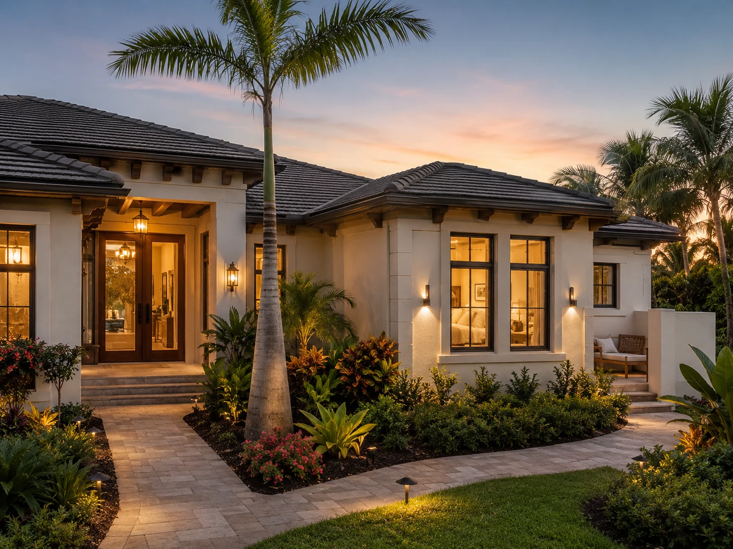 Custom Southwest Florida home addition with an illuminated private suite wing